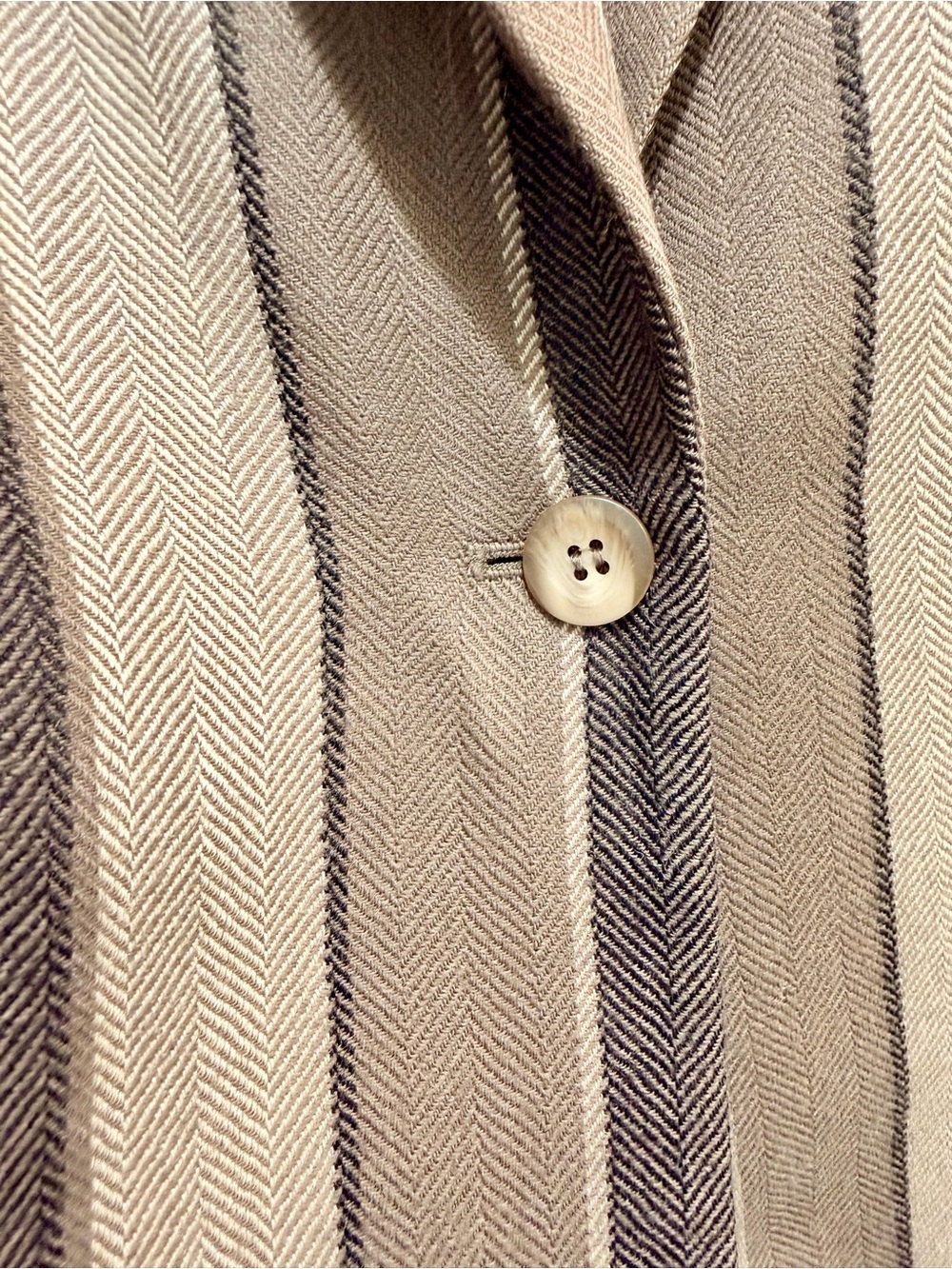 Vintage 90s Stirling Cooper London NY 100% Wool Striped Herringbone Blazer Brown - Picture 6 of 13